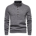 Herren bequemer Stehkragenpullover mit Knopfleiste und strukturiertem Design R&B