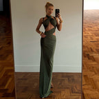 Damen Elegantes Maxikleid mit raffinierten Drapierungen und schlankem Schnitt R&B