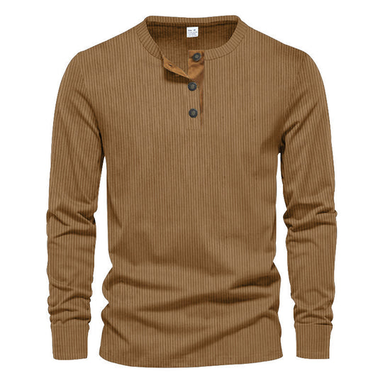 Herren Langarm-Henley-Shirt mit strukturiertem Design R&B