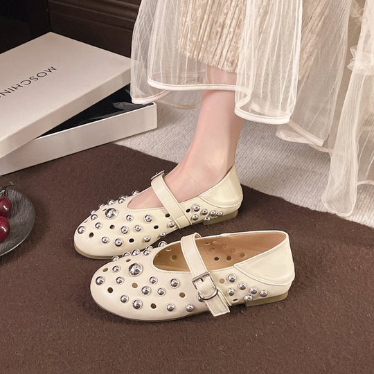 Damen elegante Ballerinas mit Schmuckdetails R&B