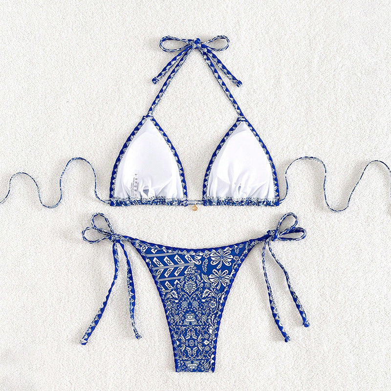 Damen Triangel-Bikini mit verstellbaren BindR&Bändern und floralem Print R&B