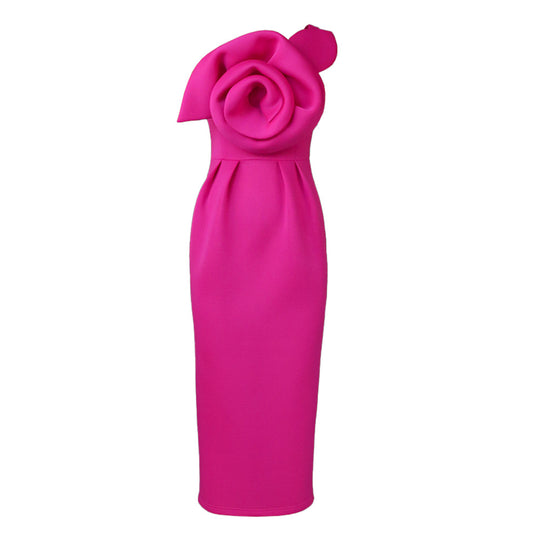 Damen Figurbetontes Abendkleid mit raffinierter Blumenapplikation R&B
