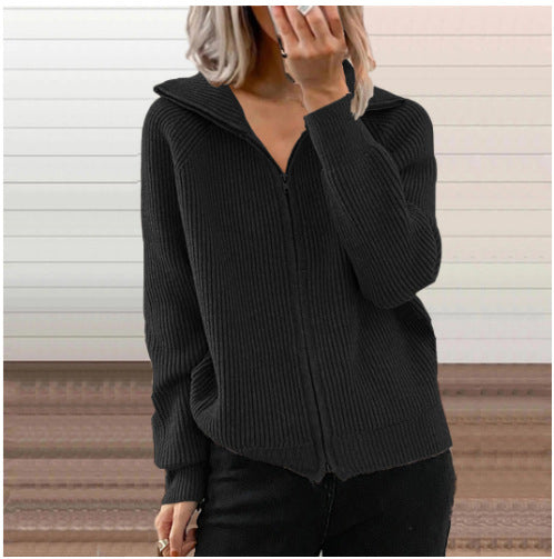 Damen Zip-Kapuzenpullover aus strukturierter Strickware R&B