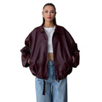 Damen elegante Kunstlederjacke R&B