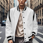 Herren Sportliche Collegejacke mit kontrastrierenden Ärmeln und Knopfdetails R&B