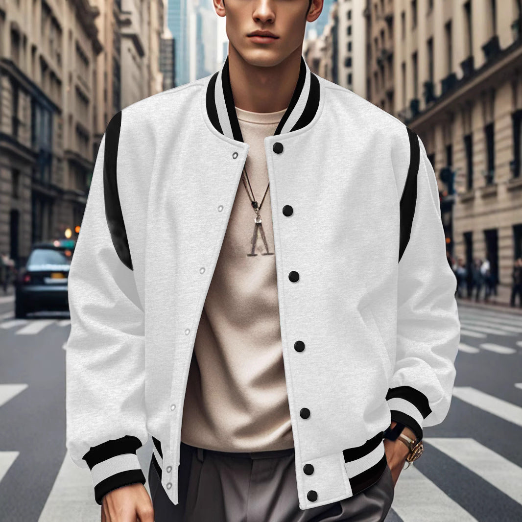 Herren Sportliche Collegejacke mit kontrastrierenden Ärmeln und Knopfdetails R&B
