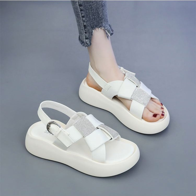 Damen Komfortable Sandalen mit modischen Strass-Akzenten