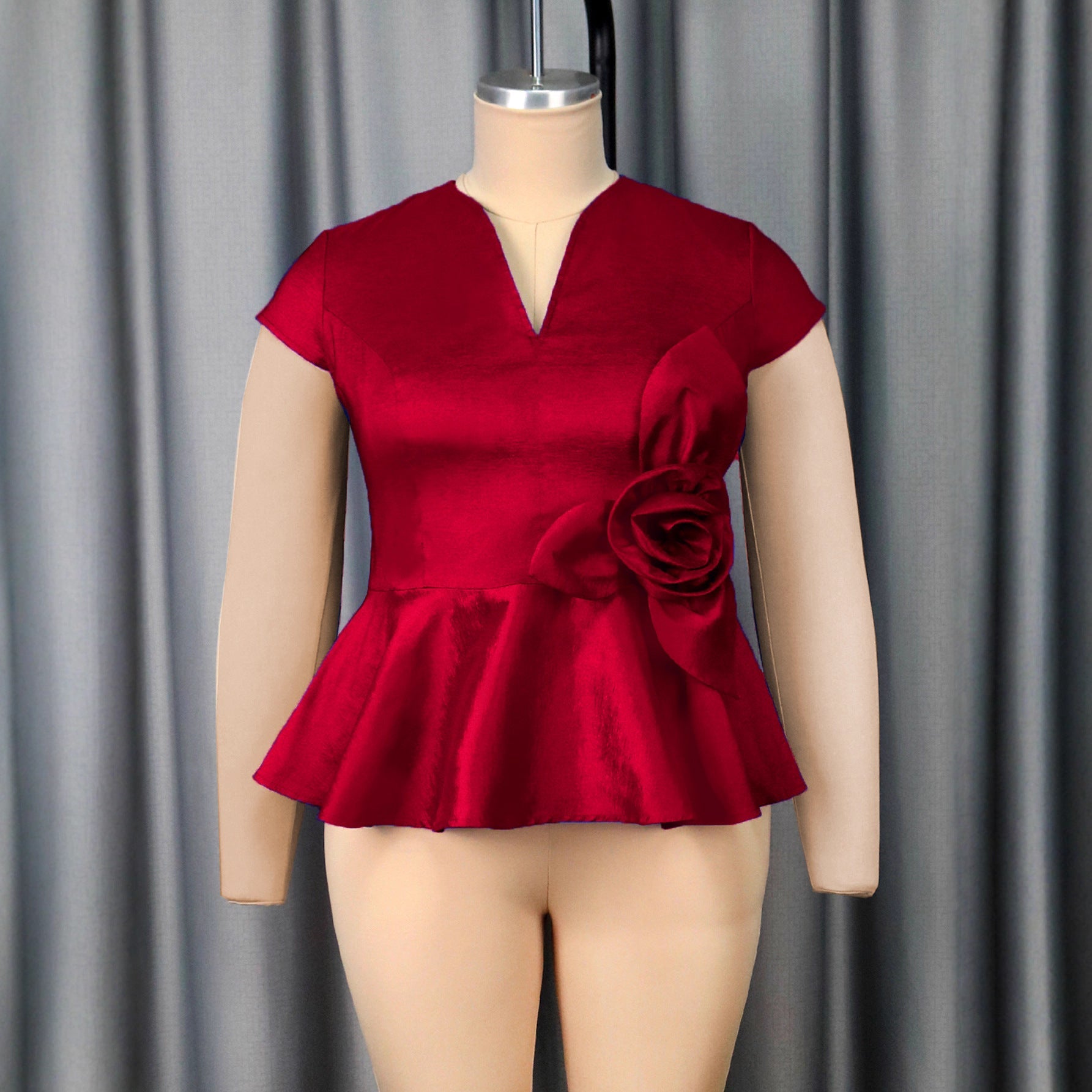 Damen elegantes Peplum-Oberteil mit floralem Detail R&B