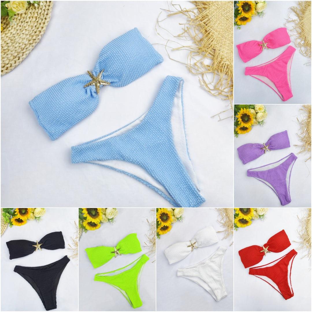 Damen Bandeau-Bikini mit funkelndem Sternen-Detail R&B