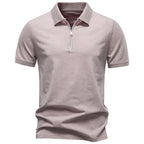 Herren nan atmungsaktives kurzärmeliges Poloshirt mit halbhohem Reißverschluss und Piquéstruktur R&B