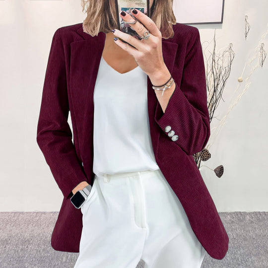 Damen elegante Blazerjacke mit Streifenmuster und modernem Schnitt R&B