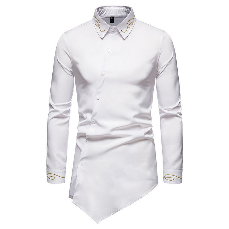 Herren Longsleeve Hemd im avantgardistischen Design mit asymmetrischem Saum R&B