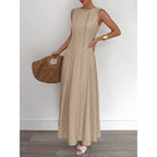 Damen Langarm Maxikleid mit eleganten Streifen und schmeichelndem Schnitt R&B