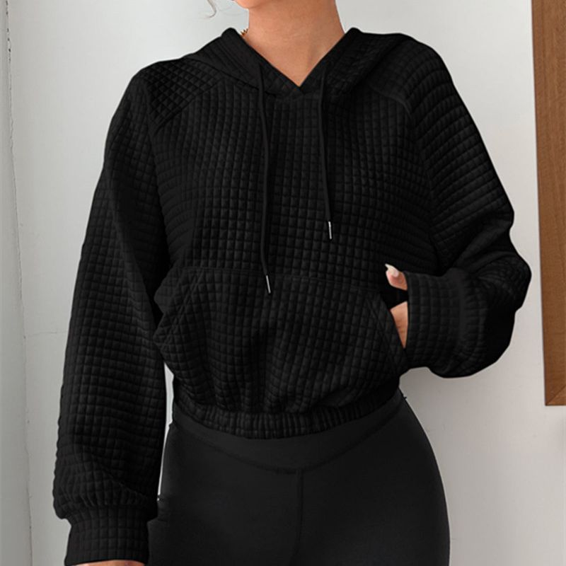 Damen modischer cropped Hoodie mit strukturierter Oberfläche R&B