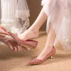 Damen Glitzernde Pumps mit Blockabsatz und Funkelndem Dekor