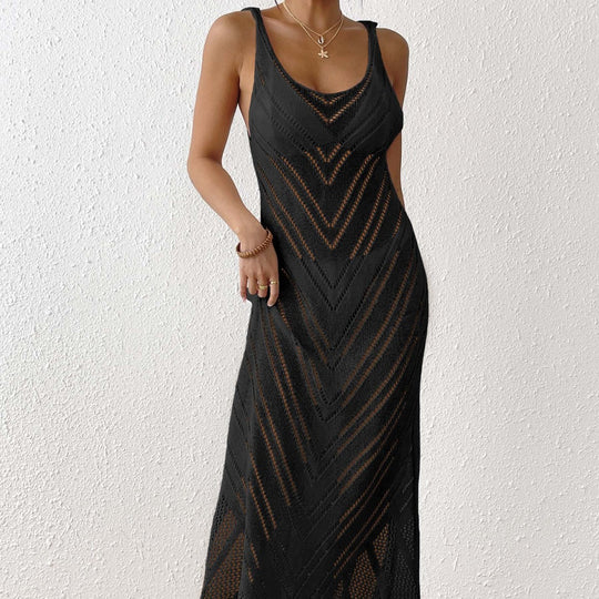 Damen luftiges Häkel-Midi-Kleid R&B