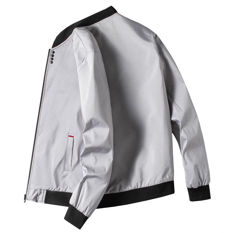 Herren modische Freizeitjacke mit hohem Kragen und seitlichem Reißverschluss R&B