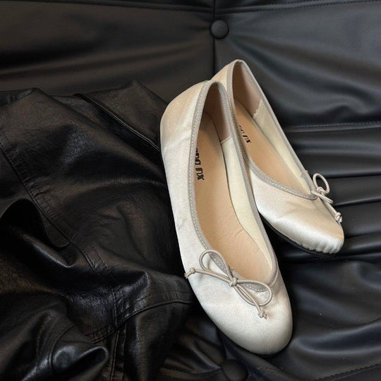 Damen Ballerinas aus satinierter Struktur mit dekorativem Schleifendetail R&B