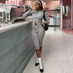 Damen Modisches Sport-Set mit Reißverschluss und tailliertem Schnitt R&B