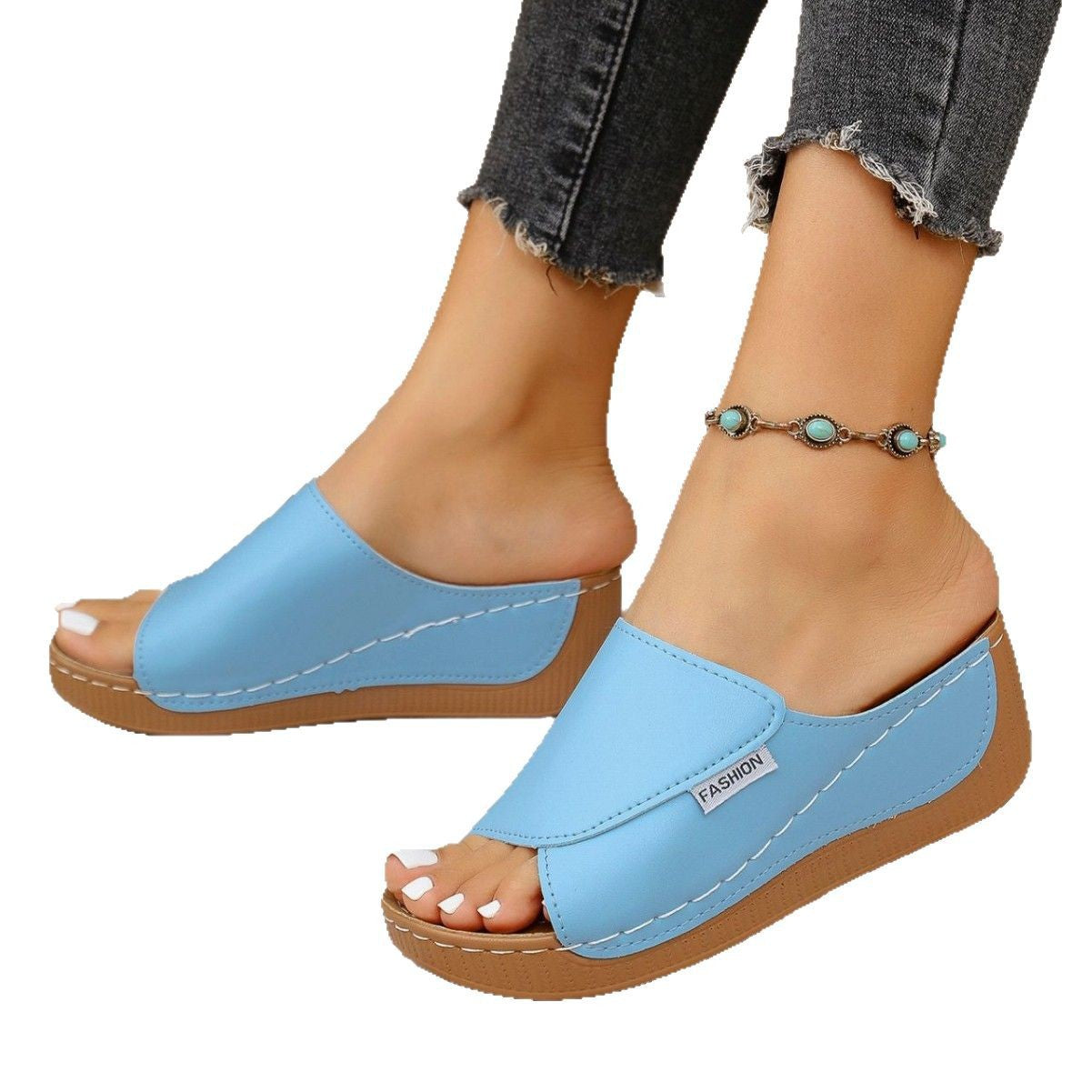 Damen Wedge-Pantoletten mit modischem Riemendesign und komfortablem Fußbett R&B 1779863329