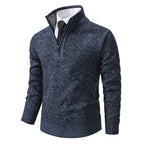 Herren eleganter Strickpullover mit halbem Reißverschluss und strukturierter Oberfläche R&B