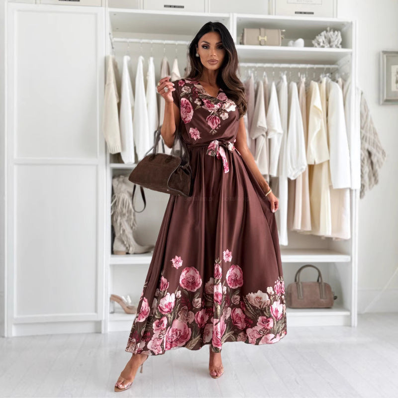 Damen Maxikleid mit floralem Wickeldesign und elegantem Schlitz R&B