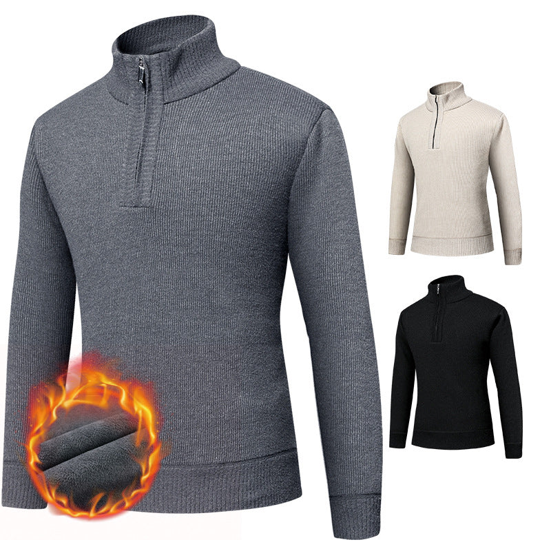 Herren kuscheliger Rollkragenpullover mit Reißverschluss