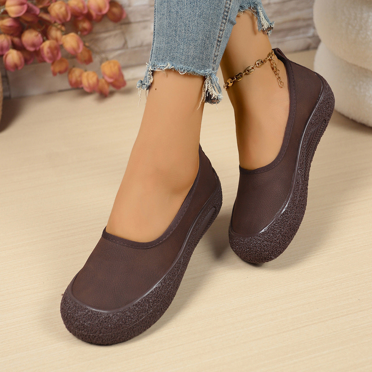 Damen bequeme Slip-On Schuhe mit rutschfester Sohle