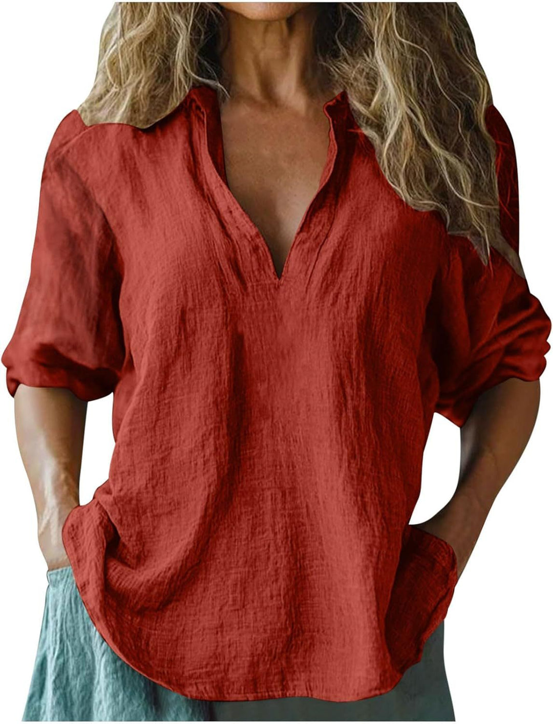 Damen lässige Leinenbluse R&B