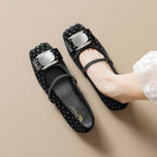 Damen Chice Ballerinas mit eleganter Schnalle und Strass-Applikationen