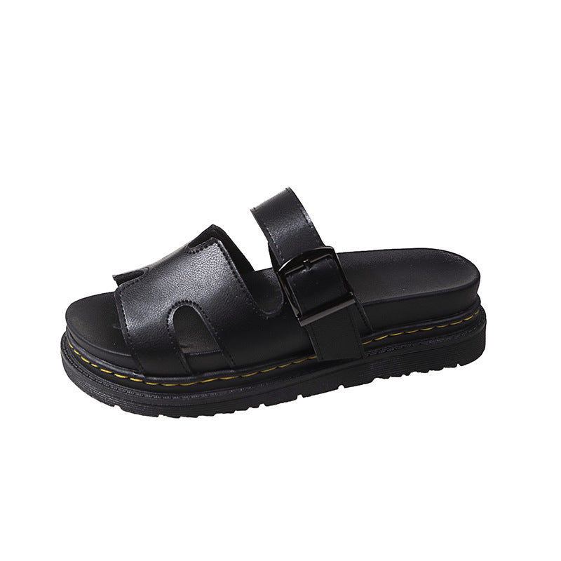 Damen bequeme Riemensandalen mit modischer Schnalle und gepolsterter Sohle R&B