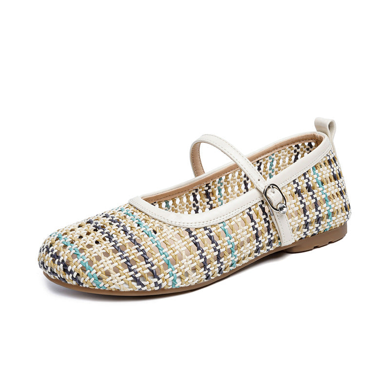 Damen Ballerinas mit modischem Riemchen und atmungsaktivem Korbdesign R&B