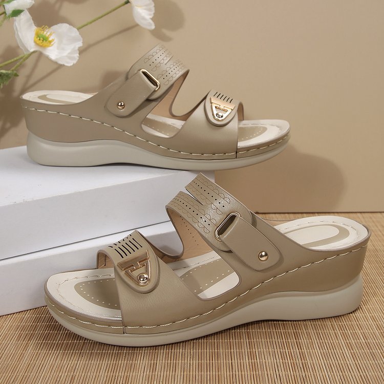Damen Wedge-Sandalen mit verstellbarem Riemen und modischem Schnitt R&B