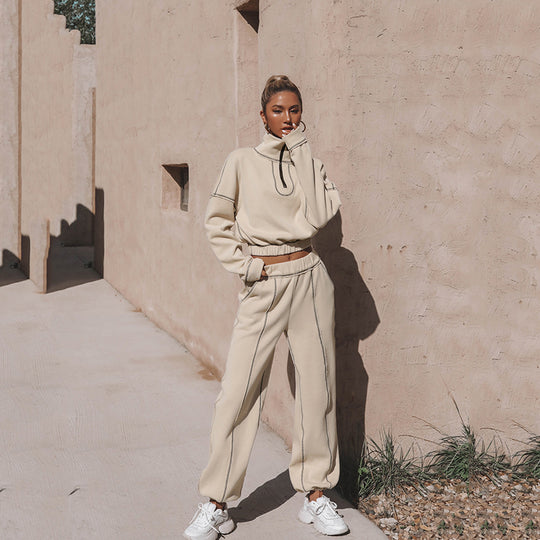 Damen cropped Sweatshirt mit Reißverschluss R&B
