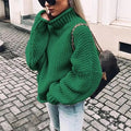 Damen Grobstrick Pullover mit Stehkragen und voluminösen Ärmeln R&B