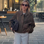 Damen Modische Wildlederjacke im lässigen Stil R&B
