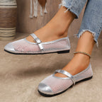 Damen Slip-On Ballerinas mit atmungsaktivem Netzdesign und elegantem Riemen R&B