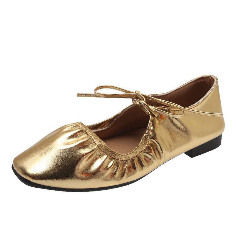 Damen Komfortable Ballerinas mit elastischem Riemen und modischem Knötchen-Detail R&B