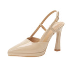 Damen Slingback-Pumps mit glanzvollem Design und elegantem Absatz