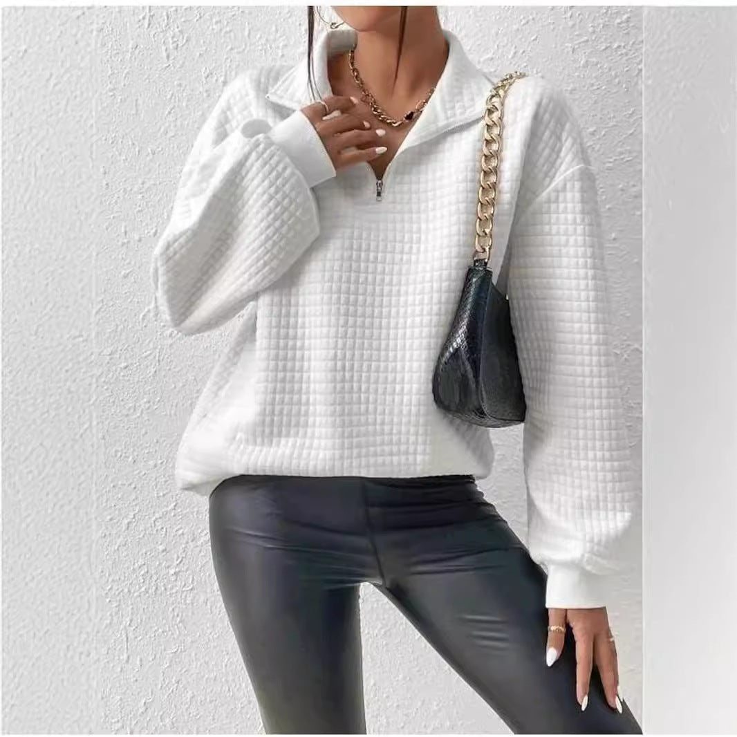 Damen Oversized Sweatshirt mit hochgezogenem Kragen und strukturiertem Design R&B