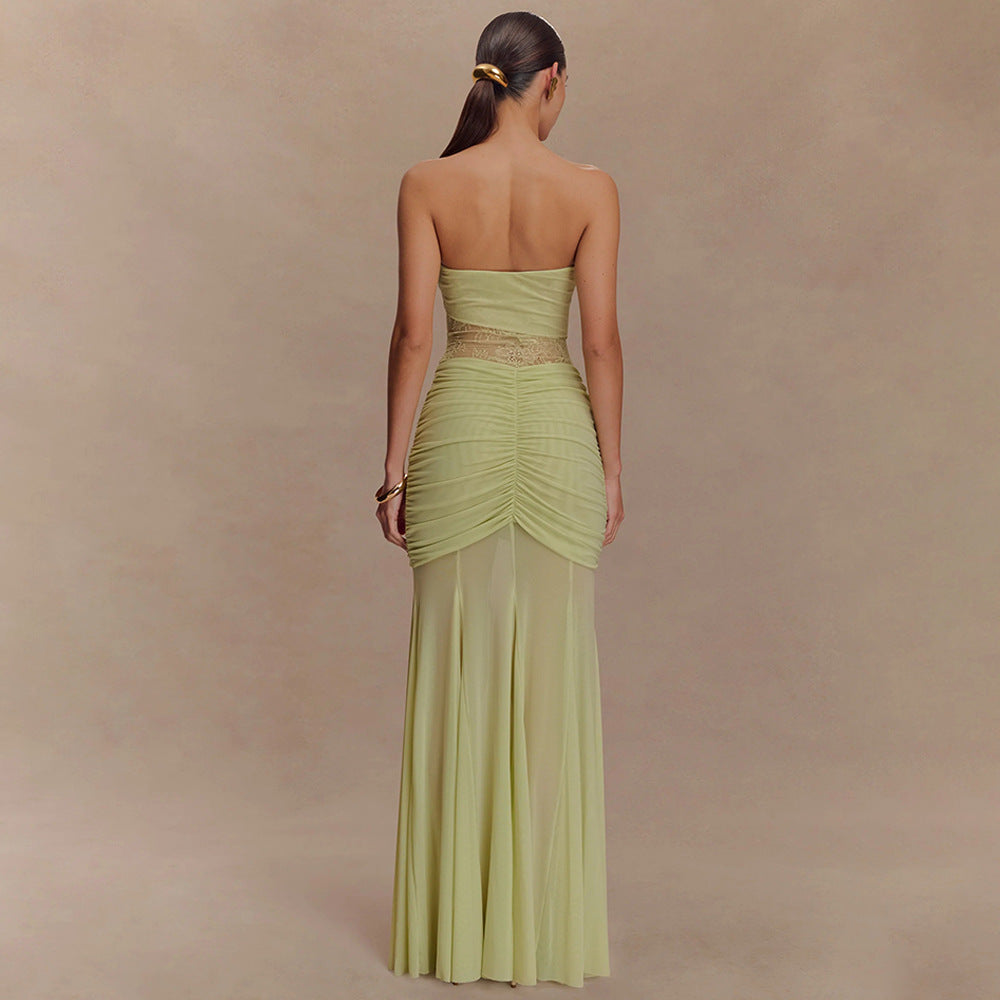 Damen Glamouröses Abendkleid mit Spitzenakzenten und figurbetonter Raffung R&B
