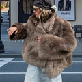 Damen Kunstpelzjacke mit voluminösen Ärmeln und luxuriösem Schnitt R&B