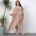 Damen eleganter Strandüberwurf aus leichtem Netzmaterial R&B
