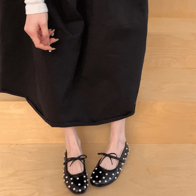 Damen Ballerinas mit dekorativen Perlen und seitlichem Riemchen R&B