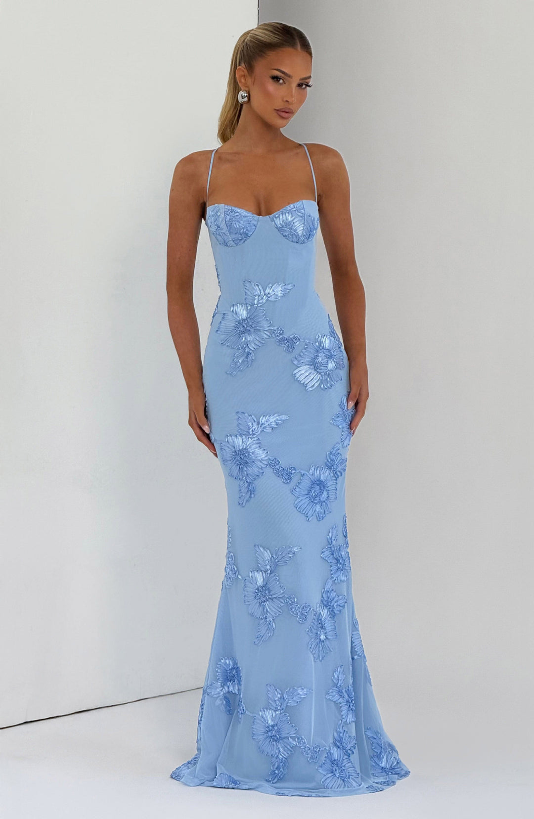 Damen Elegantes Abendkleid mit floralem Spitzenmotiv und tailliertem Schnitt R&B