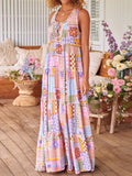 Damen Maxikleid mit buntem Patchwork-Muster R&B