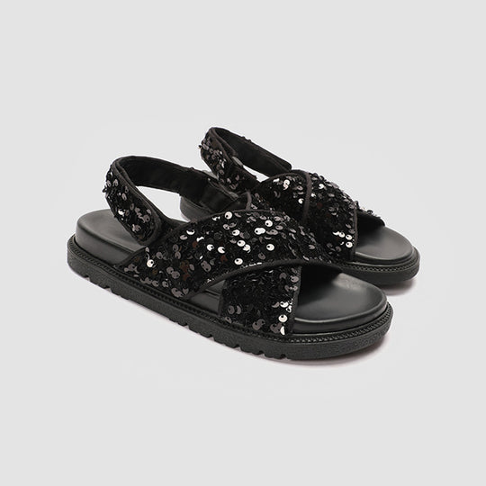 Damen Glitzernde Sandalen mit hochwertigem Riemendesign R&B