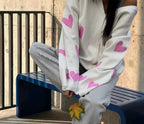 Damen Pullover mit Herzmotiven R&B