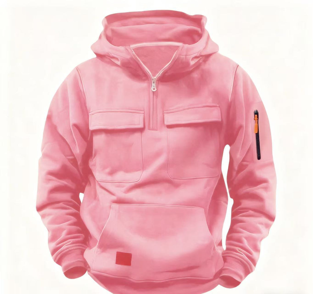 Herren funktionale Kapuzenjacke mit Reißverschluss und praktischen Taschen R&B