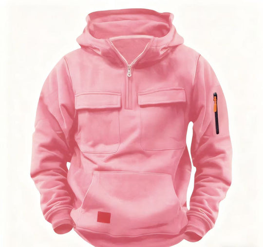 Herren funktionale Kapuzenjacke mit Reißverschluss und praktischen Taschen R&B